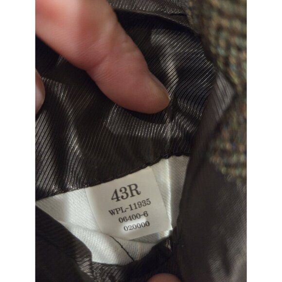 Stafford Lambswool Blazer Sz 43R Green Herringbone Plaid Sport Coat Elevated - Picture 8 of 13